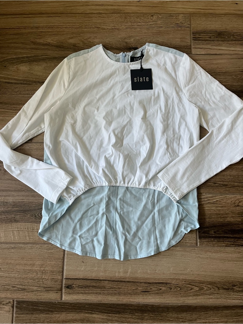Slate Two-Tone White and Light Blue Long-Sleeve Shirt NWT